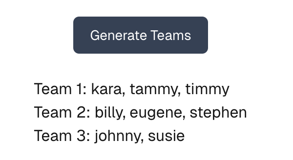 Re-generated team list